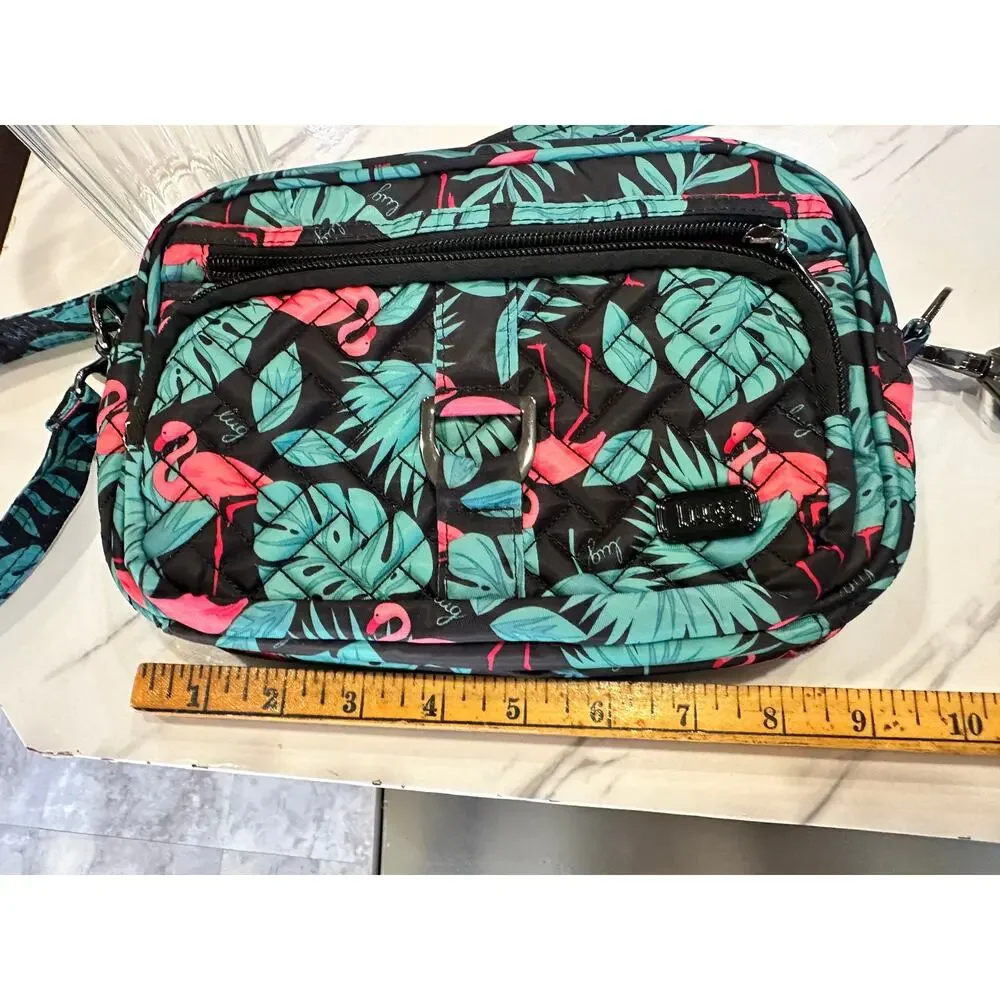 Lug Tropical Flamingo Crossbody Bag – Quilted, Lightweight